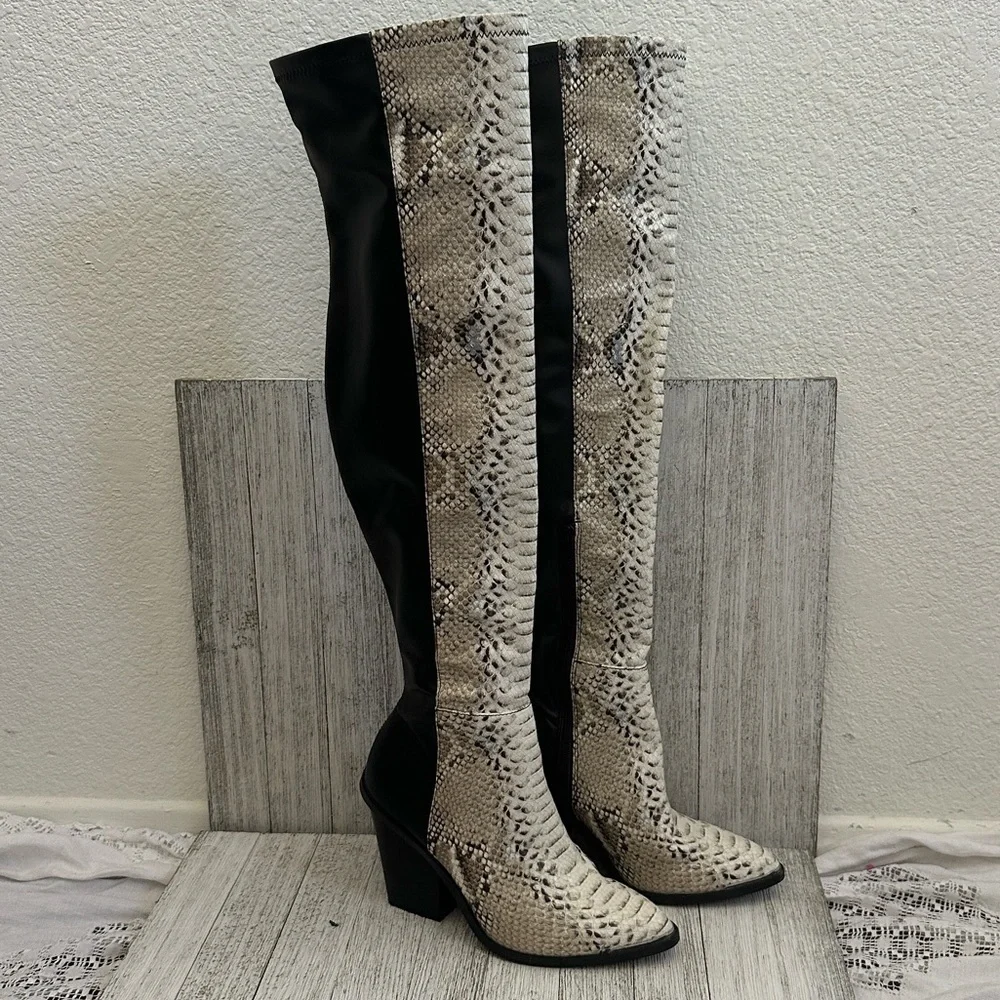 Dolce Vita Jethro Natural Snake knee high Boots